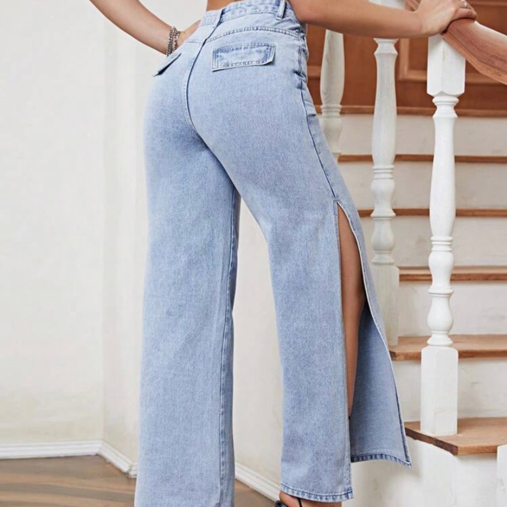 Essnce Split Thigh Wide Leg Jeans